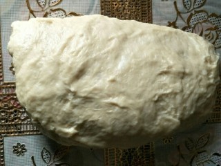 奶黄面包条,取出面团按压排气，松弛10分钟