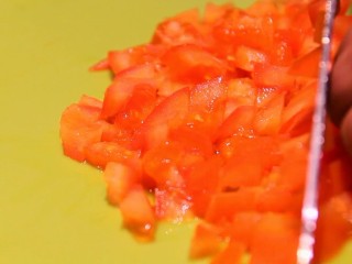 墨西哥玉米脆片,西红柿切丁。