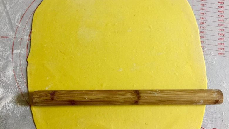 培根炒南瓜蝴蝶面（含蝴蝶面的做法）,把面团用擀面杖擀成薄片，有压面机就更方便了。