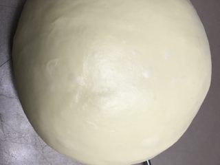 巧克力面包卷,面团盖上保鲜膜，28度左右进行基础发酵至两倍大。
