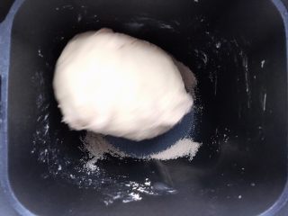 牛角包,放入干酵母。揉到干酵母全都渗入面团中。大概5分钟左右。