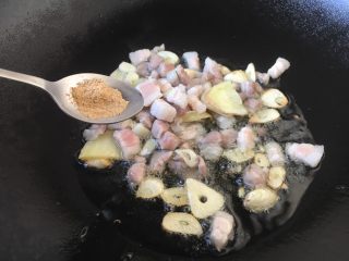 #圆土豆# 酱烧土豆杂蔬,放入少许白胡椒粉（照片显示的白胡椒粉过多，我实际放了一点）。