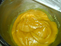 芒果椰蓉冰皮月饼,出锅，趁热搅拌，放至完全冷却