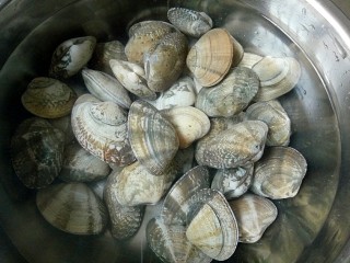 蒜香炒花蛤,花哈买回家后泡淡盐水中养半天，让它吐干净沙