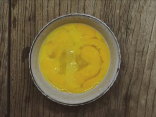 百变鸡蛋+酒糟鸡蛋花,将鸡蛋打入碗中把蛋黄打散即可。