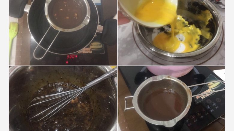 超级好吃的巧克力核桃布朗尼,黄油黑巧融化成液体后，放到室温备用。
鸡蛋搅打散➕俩糖，混合均匀。