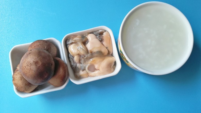 牡蛎香菇粥,食材准备好