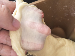 熊猫小面包,将面团揉至能拉出大片薄膜