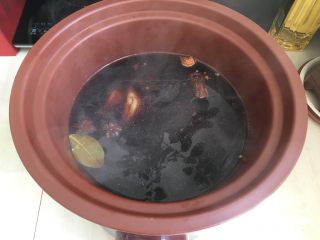 秘制卤牛肉,然后把牛腱子肉连同汤倒入紫砂锅，开启炖汤模式，2小时，2小时后，拔掉电源浸泡一夜