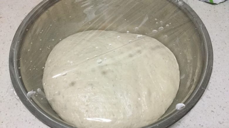 中种椰香老面包&红豆面包,等发酵到微微有气泡的时候就可以了。