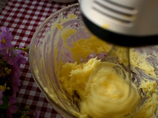 抹茶曲奇饼干,用打蛋器高速打发至黄油体积膨胀，颜色发白