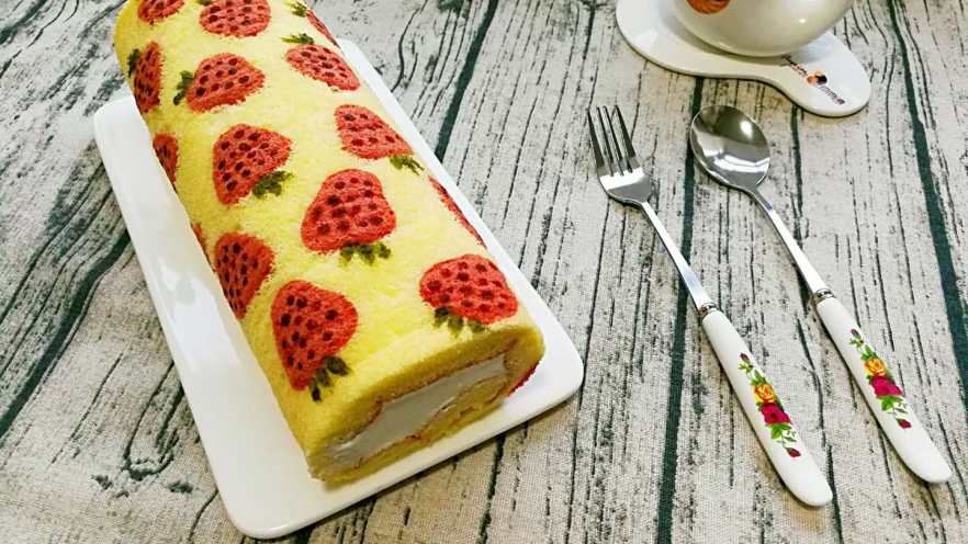一见倾心-草莓彩绘蛋糕卷