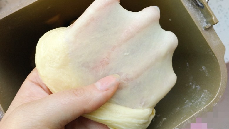 淡奶油小面包,揉出手套膜，放到温暖的地方进行发酵，大约1小时