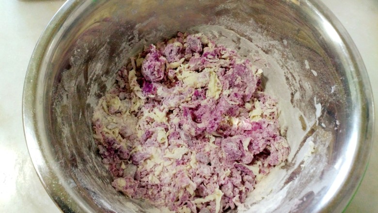 紫薯馒头,用温水和面