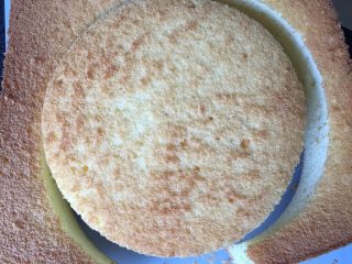 海洋酸奶慕斯蛋糕（六寸）,用慕斯圈将蛋糕坯取一个圆形