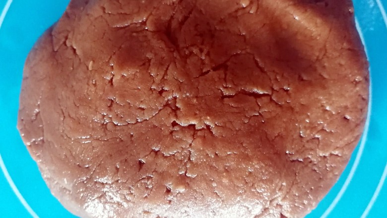 伪曲奇～巧克力棉花糖饼干,用刮刀翻拌至无干粉状态，放在垫子上面