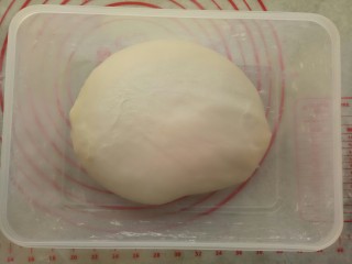 热狗面包,放入保鲜盒密封，26度进行第一次发酵(60分钟左右，天气凉还要更久一点)
