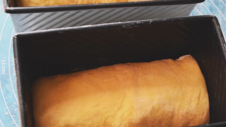 栗味南瓜黄金坚果吐司,入模，准备二次发酵。方法和一次发酵一样，注意看小贴士有详细的描述。和各种解决办法。