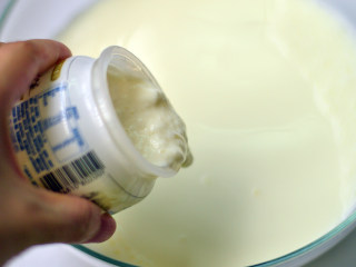 芒果酸奶,接着倒入发酵乳，拌匀
