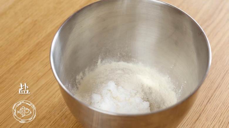 12m+原味吐司（宝宝辅食）,首先，高筋面粉、细砂糖、盐、酵母、奶粉、全蛋液、水全部加入盆中，先用筷子搅拌均匀~