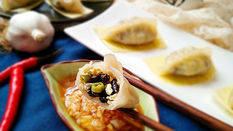 三鲜蒸饺,自己种的无公害豆角真好吃！