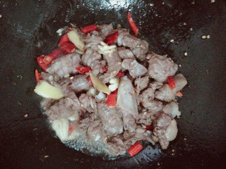 陈皮土鸭煲,再放炒好的鸭子下去翻炒几下，让其和配料融合到一起！然后把锅端下去！