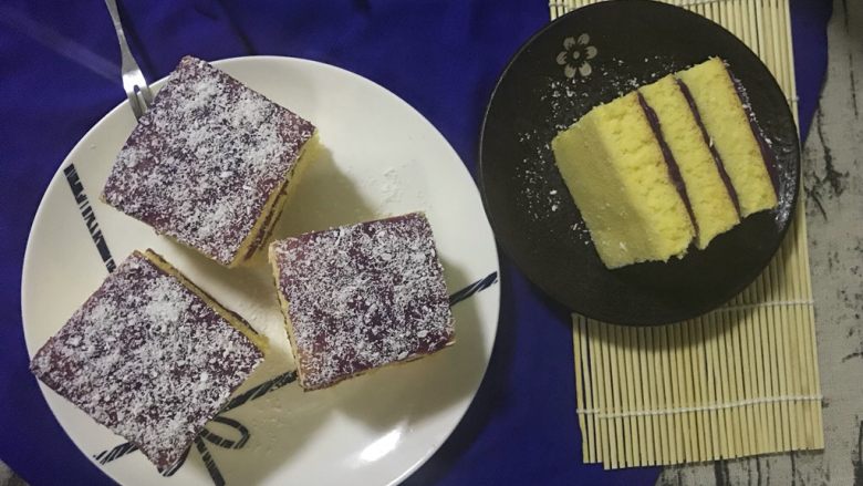 椰蓉紫薯蛋糕,成品图