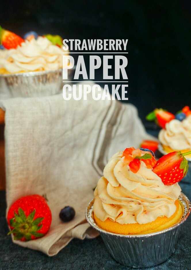 草莓纸杯蛋糕,成品图欣赏