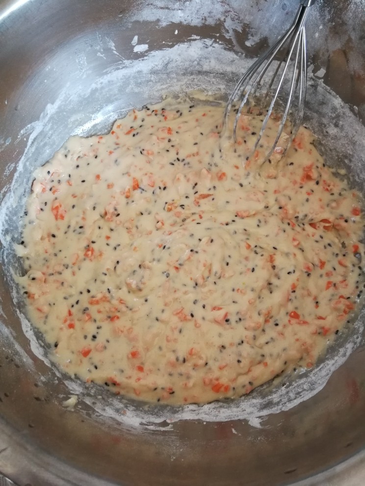 胡萝卜蛋糕,搅拌至这样的状态，无颗粒所有原料都很均匀就可以了