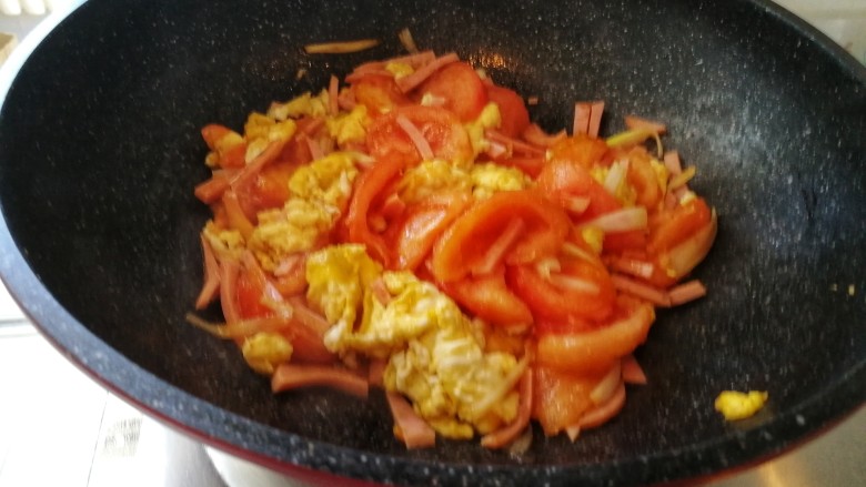 家常菜&番茄火腿蛋,翻炒出锅