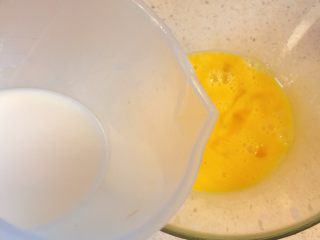 实用快手系列★软香鸡蛋饼,加牛奶40ml，如果想要结实一点，不要那么软的，可以少加点牛奶。