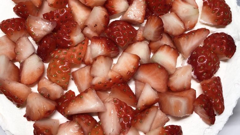 草莓蛋糕,一层坯子先抹点奶油，加入草莓碎，再抹上奶油，如此重复第二次