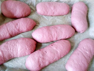 仿真紫薯包（蔓越莓麻薯馅）,放烤箱发酵：38度50分钟（加一碗热水）