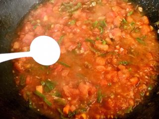 西红柿鸡蛋打卤面,加适量的盐调味；