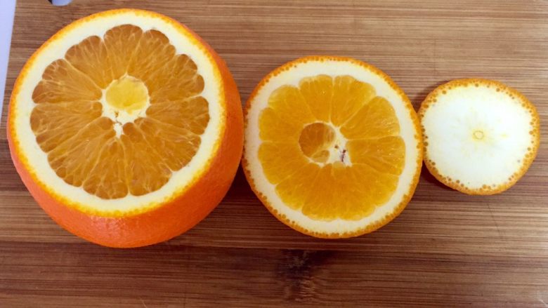 橙篮子,从橙子高度四分之一处横切