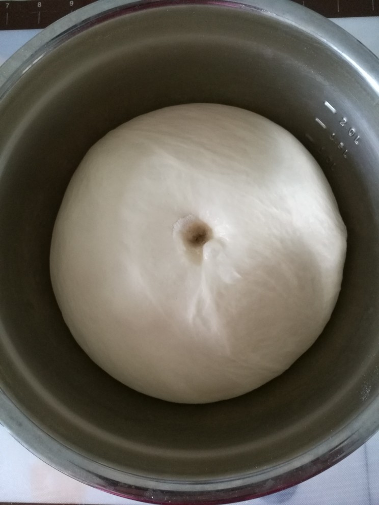 超级柔软的炼奶土司,5、发酵到用手指戳洞不回缩的程度，就可以了