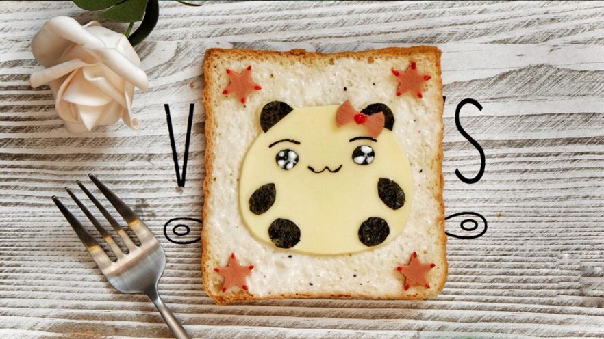 卡通早餐—熊猫芝士吐司