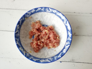【黄金米饭饼】,将肉泥放在碗内，加入葱末、姜末、白胡椒粉、搅拌均匀