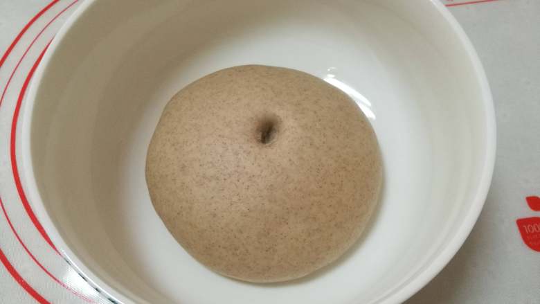 黑麦南瓜豆沙包,将揉好的面团放入大碗中盖上盖，放温暖地方发酵约1小时左右至两倍大。