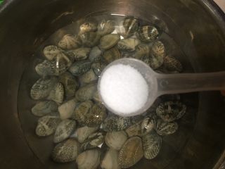 春季养肝护胃三宝鲜汤,买回来的文蛤用刷子反复清洗外壳至水清澈，再加入一勺盐泡，中途需换盐水两次