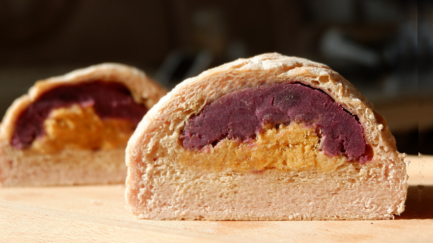 全麦紫薯辣松软欧面包