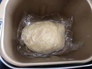 挤挤小餐包,整理铺平，盖上保鲜膜静置5分钟，让面团休息一下，打开发酵功能，1小时