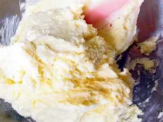 提拉米苏曲奇饼干,用刮刀自下而上翻压，让粉类和黄油混合物充分混合均匀
