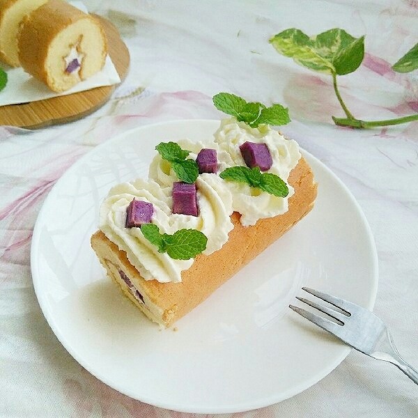 紫薯蛋糕卷,成品图。