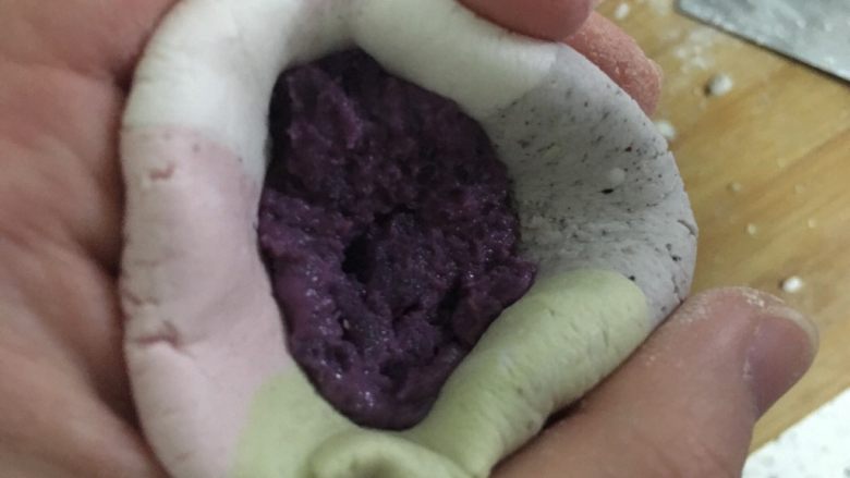 彩色紫薯大汤圆,收口