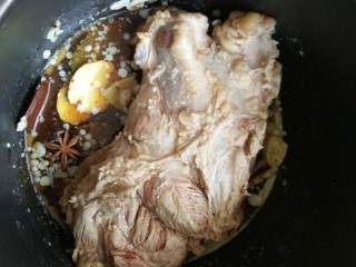 酱牛肉,将牛腱子肉放进电压力锅内胆，加大料