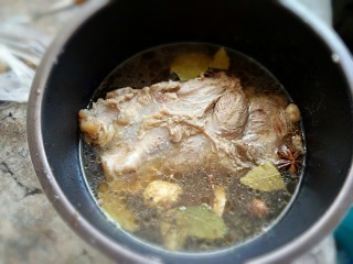 凉拌牛肉~香辣,牛肉放入锅里，大料也放入，再加温水莫过牛肉