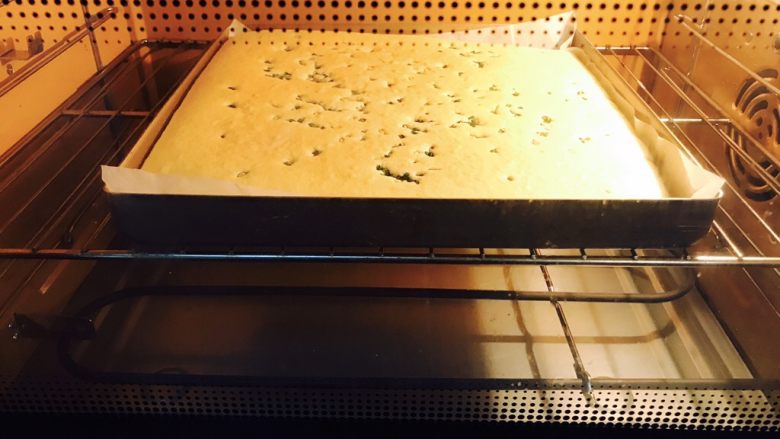 葱香肉松小蛋糕,烤箱上火150下火130烤15分钟，再加到160烤5分钟给表面上点色