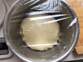 糯米酥皮老婆饼,用保鲜膜盖起来备用，油酥面团不用醒发多长时间，就盖上保鲜膜放在那就好。