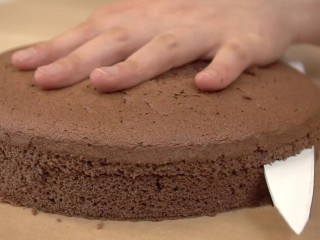 可可戚风巧克力围边奶油蛋糕,切成2层，备用